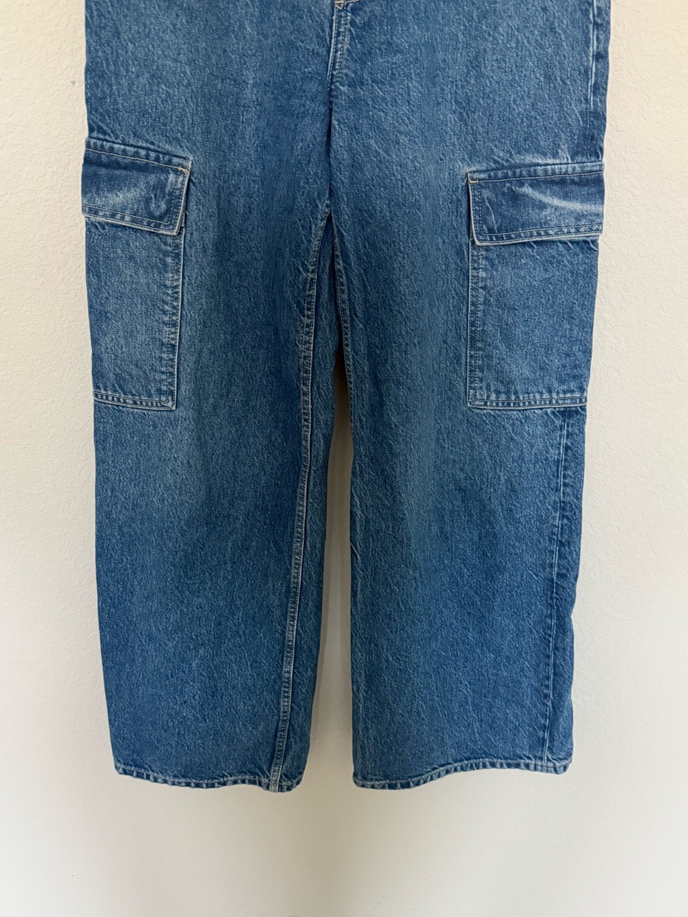 Reformation Cary Cargo High Rise Slouchy Wide Leg Jeans Size 29 Medium Wash - Picture 5 of 10